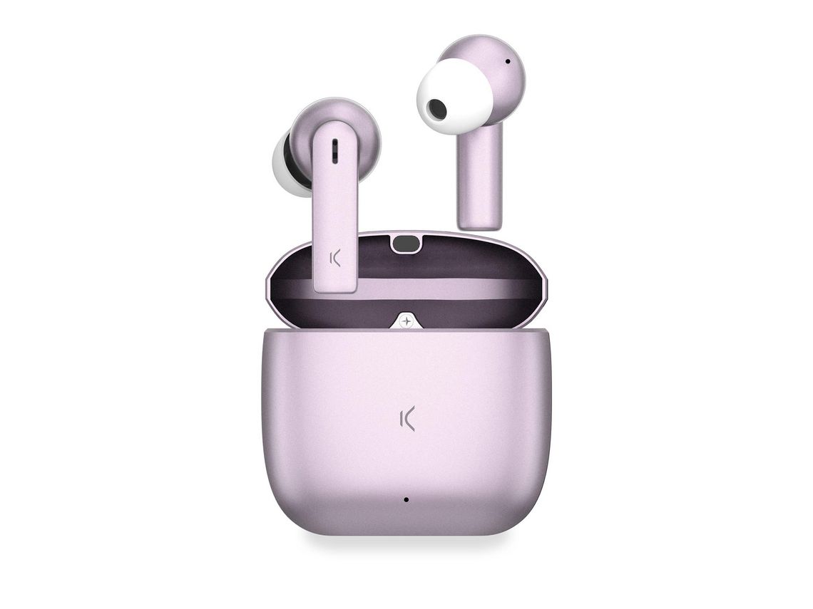 Auriculares inalámbricos KSIX Meteor, Estuche metálico, ENC, Autonomía 4+28 h, Control táctil, Asistentes de voz, Rosa