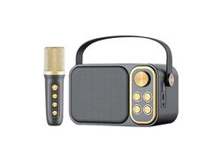 KLACK Altavoz Subwoofer Retro Karaoke con Micrófono con Bluetooth 10W Negro