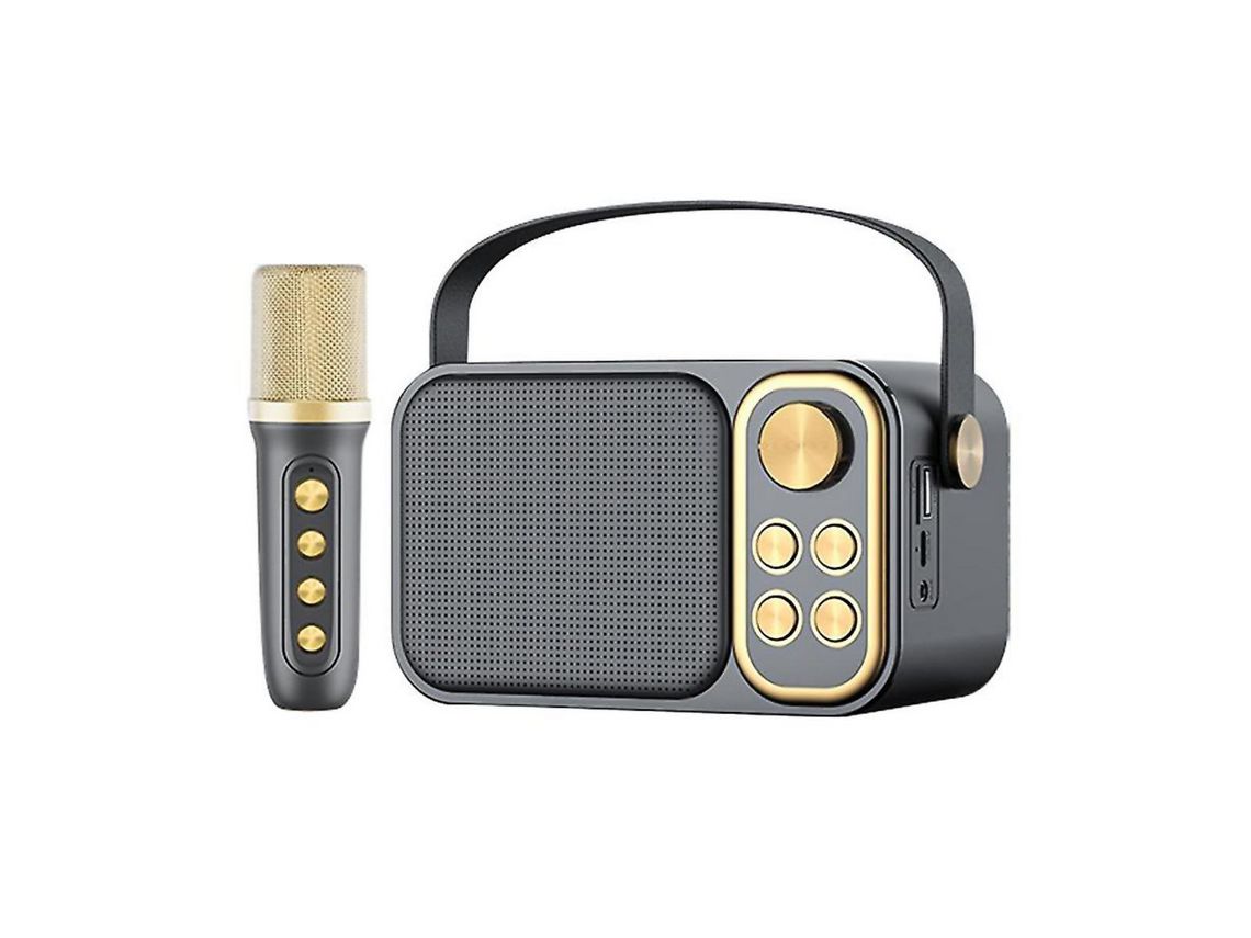 KLACK Altavoz Subwoofer Retro Karaoke con Micrófono con Bluetooth 10W Negro