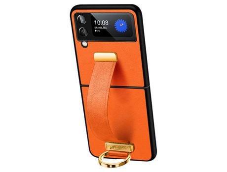 Funda para Samsung Galaxy Z Flip 4 5G SULADA Piel Sintética Naranja