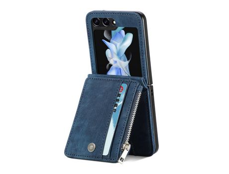 Funda para Samsung Galaxy Z Flip 5 5G JUNSUNMAY Piel Sintética Azul