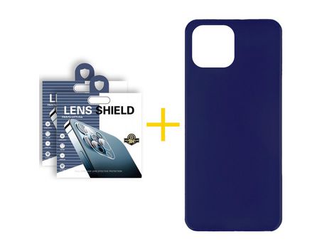 Pack 2 X Película de Cámara trasera + Funda GANDY por Apple iPhone 15 Pro Max Silicona Líquida Azul