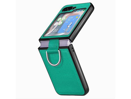 Funda para Samsung Galaxy Z Flip 5 5G JUNSUNMAY Piel Sintética Verde