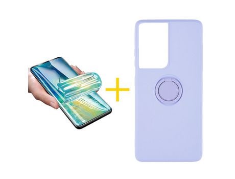 Pack 1 X Película de Vidrio Templado Hidrogel + Funda SKYHE por Apple iPhone 15 Pro Gel O-Ring Roxo