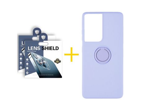Pack 2 X Película de Cámara trasera + Funda GANDY por Apple iPhone 15 Pro Gel O-Ring Roxo