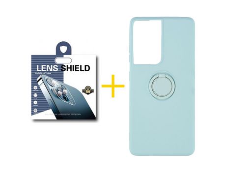 Pack 1 X Película de Cámara trasera + Funda GANDY por Apple iPhone 15 Pro Gel O-Ring Verde-Auga