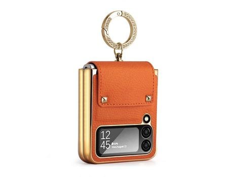 Funda para Samsung Galaxy Z Flip 4 5G Piel Sintética Naranja