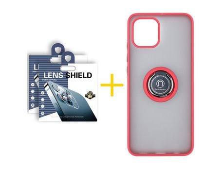 Pack 2 X Película de Cámara trasera + Funda SKYHE por Apple iPhone 15 Pro Gel Bumper con Anillo Rojo