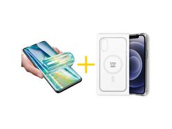 Pack 1 X Película de Vidrio Templado Hidrogel + Funda SKYHE por Apple iPhone 15 Plus Compatible con Magsafe Magnético Incoloro Clear