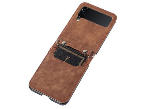 Funda con Cordón para Samsung Galaxy Z Flip 4 5G Marrón