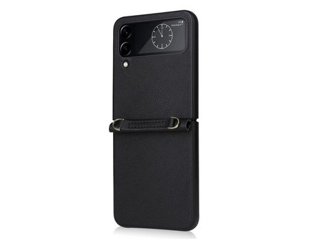 Funda con Cordón para Samsung Galaxy Z Flip 4 5G Piel Sintética Negro