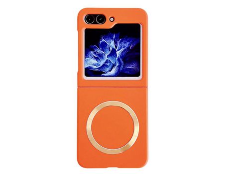 Funda para Samsung Galaxy Z Flip 5 5G Piel Sintética Naranja