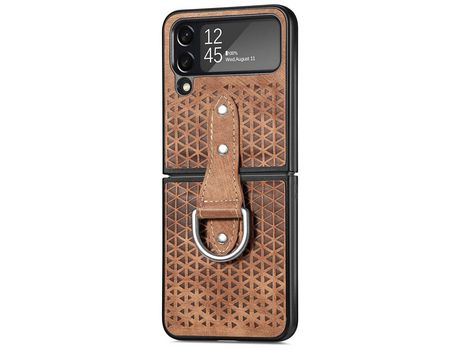 Funda para Samsung Galaxy Z Flip 4 5G Piel Sintética Marrón