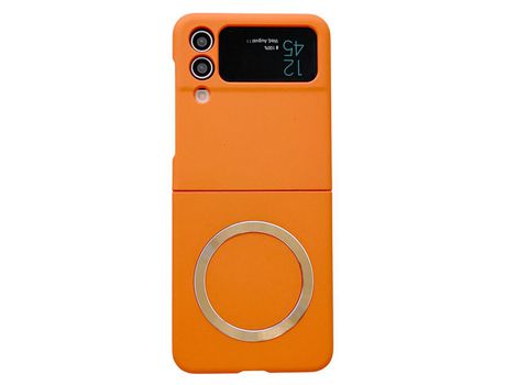 Funda para Samsung Galaxy Z Flip 4 5G Piel Sintética Naranja
