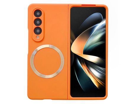 Funda para Samsung Galaxy Z Fold 4 5G Piel Sintética Naranja