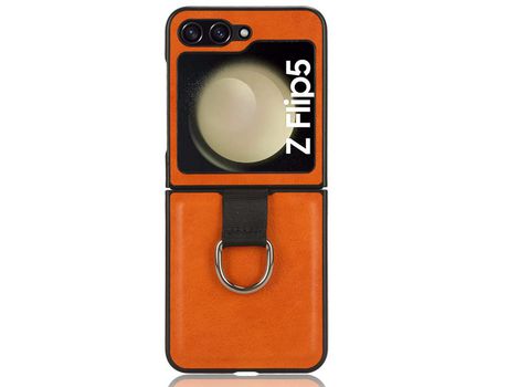Funda para Samsung Galaxy Z Flip 5 5G Piel Sintética Naranja