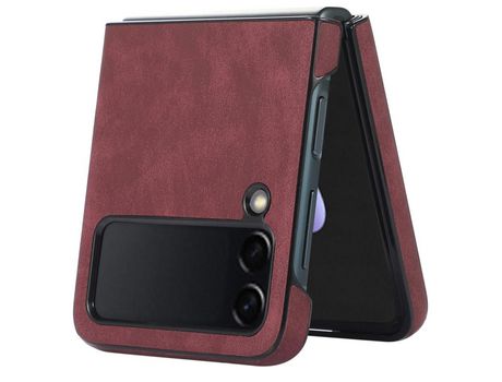 Funda para Samsung Galaxy Z Flip 3 5G Piel Sintética Retro Rojo