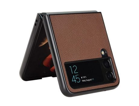 Funda para Samsung Galaxy Z Flip 4 5G Piel Sintética Marrón