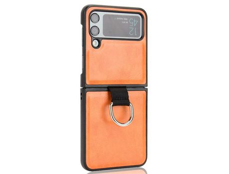 Funda para Samsung Galaxy Z Flip 4 5G Piel Sintética Naranja