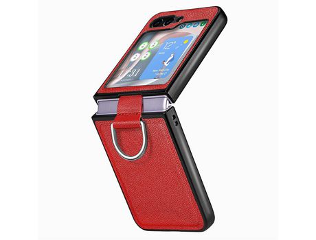 Funda para Samsung Galaxy Z Flip 5 5G JUNSUNMAY Piel Sintética Rojo