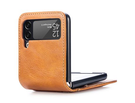 Funda para Samsung Galaxy Z Flip 4 5G Piel Sintética Marrón