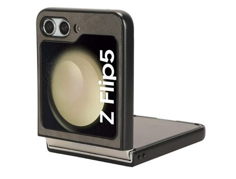 Funda para Samsung Galaxy Z Flip 5 5G Piel Sintética Gris