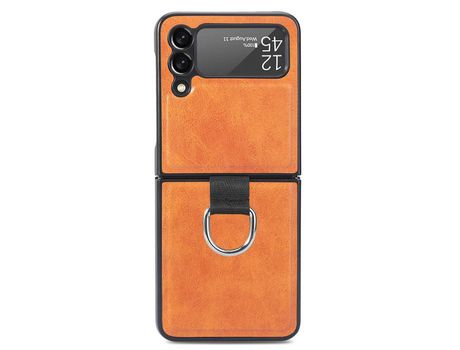 Funda para Samsung Galaxy Z Flip 3 5G Piel Sintética Naranja