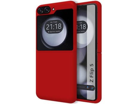 Funda para Samsung Galaxy Z Flip 5/Z Flip 5 5G TUMUNDOSMARTPHONE Silicona Líquida Textura Suave Rojo