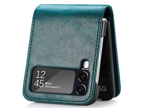 Funda para Samsung Galaxy Z Flip 4 5G Piel Sintética Verde