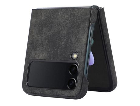 Funda para Samsung Galaxy Z Flip 3 5G Piel Sintética Retro Negro