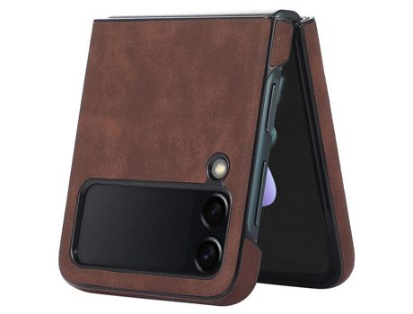 Funda para Samsung Galaxy Z Flip 3 5G Piel Sintética Retro Marrón