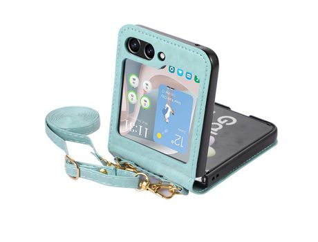 Funda para Samsung Galaxy Z Flip 5 5G Piel Sintética Verde