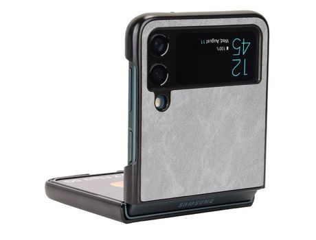 Funda para Samsung Galaxy Z Flip 4 5G Piel Sintética Gris