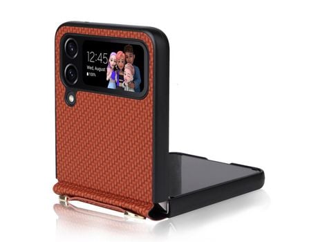 Funda para Samsung Galaxy Z Flip 4 5G Piel Sintética Marrón