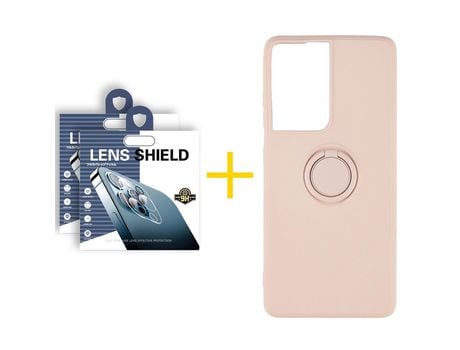 Pack 2 X Película de Cámara trasera + Funda SKYHE por Apple iPhone 15 Pro Gel O-Ring Rosa Pastel