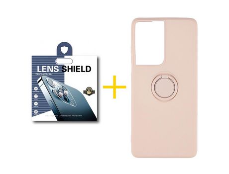Pack 1 X Película de Cámara trasera + Funda SKYHE por Apple iPhone 15 Pro Max Gel O-Ring Rosa Pastel