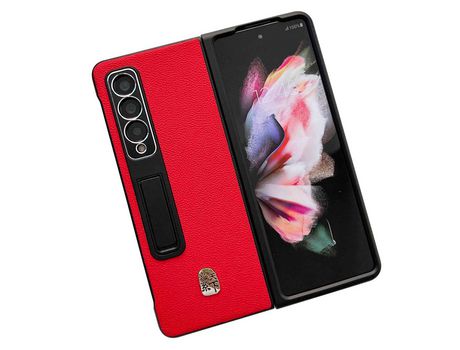 Funda para Samsung Galaxy Z Fold 3 5G Piel Sintética Rojo