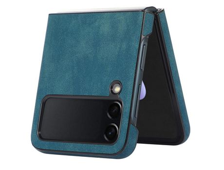 Funda para Samsung Galaxy Z Flip 3 5G Piel Sintética Retro Azul