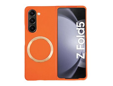 Funda para Samsung Galaxy Z Fold 5 5G Piel Sintética Naranja