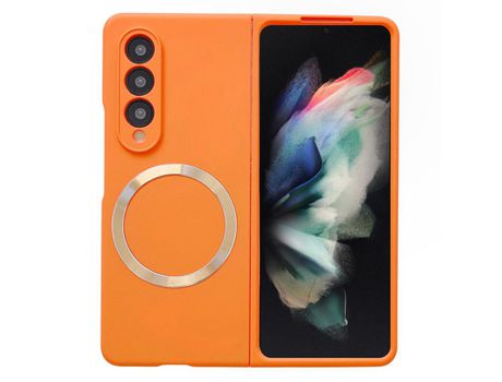 Funda para Samsung Galaxy Z Fold 3 5G Piel Sintética Naranja