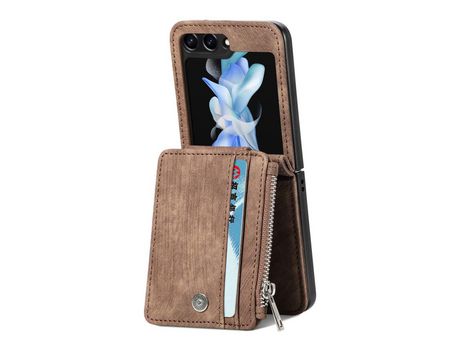 Funda para Samsung Galaxy Z Flip 5 5G JUNSUNMAY Piel Sintética Marrón