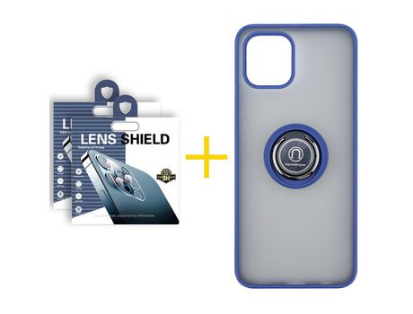 Pack 2 X Película de Cámara trasera + Funda SKYHE por Apple iPhone 15 Pro Gel Bumper con Anillo Azul