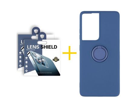 Pack 2 X Película de Cámara trasera + Funda SKYHE por Apple iPhone 15 Pro Gel O-Ring Azul