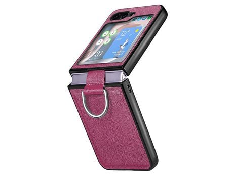 Funda para Samsung Galaxy Z Flip 5 5G JUNSUNMAY Piel Sintética Morado