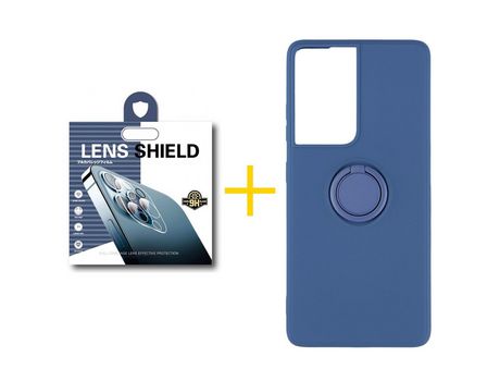 Pack 1 X Película de Cámara trasera + Funda SKYHE por Apple iPhone 15 Pro Max Gel O-Ring Azul