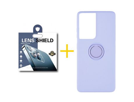 Pack 1 X Película de Cámara trasera + Funda GANDY por Apple iPhone 15 Pro Max Gel O-Ring Roxo