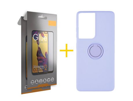Pack 2 X Película de Vidrio Templado Full + Funda SKYHE por Apple iPhone 15 Pro Gel O-Ring Roxo
