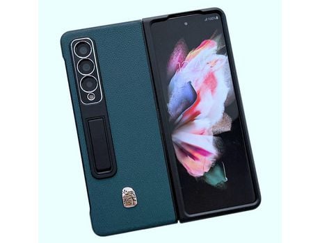 Funda para Samsung Galaxy Z Fold 3 5G Piel Sintética Verde
