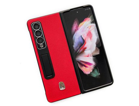 Funda para Samsung Galaxy Z Fold 3 5G Piel Sintética Rojo
