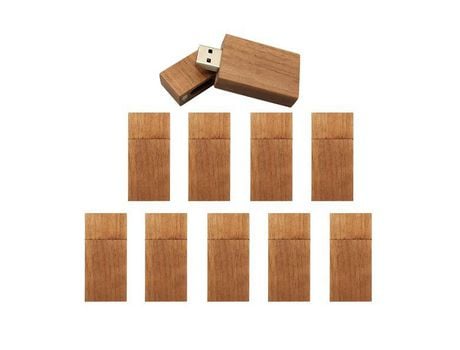 Pendrive 10 Unidades. Logotipo personalizable grabado en madera